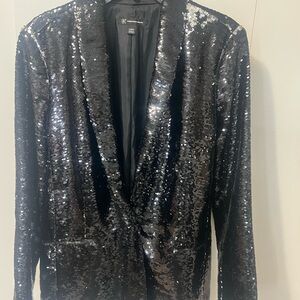 INC International Concepts Sparkling Black Sequin Blazer
